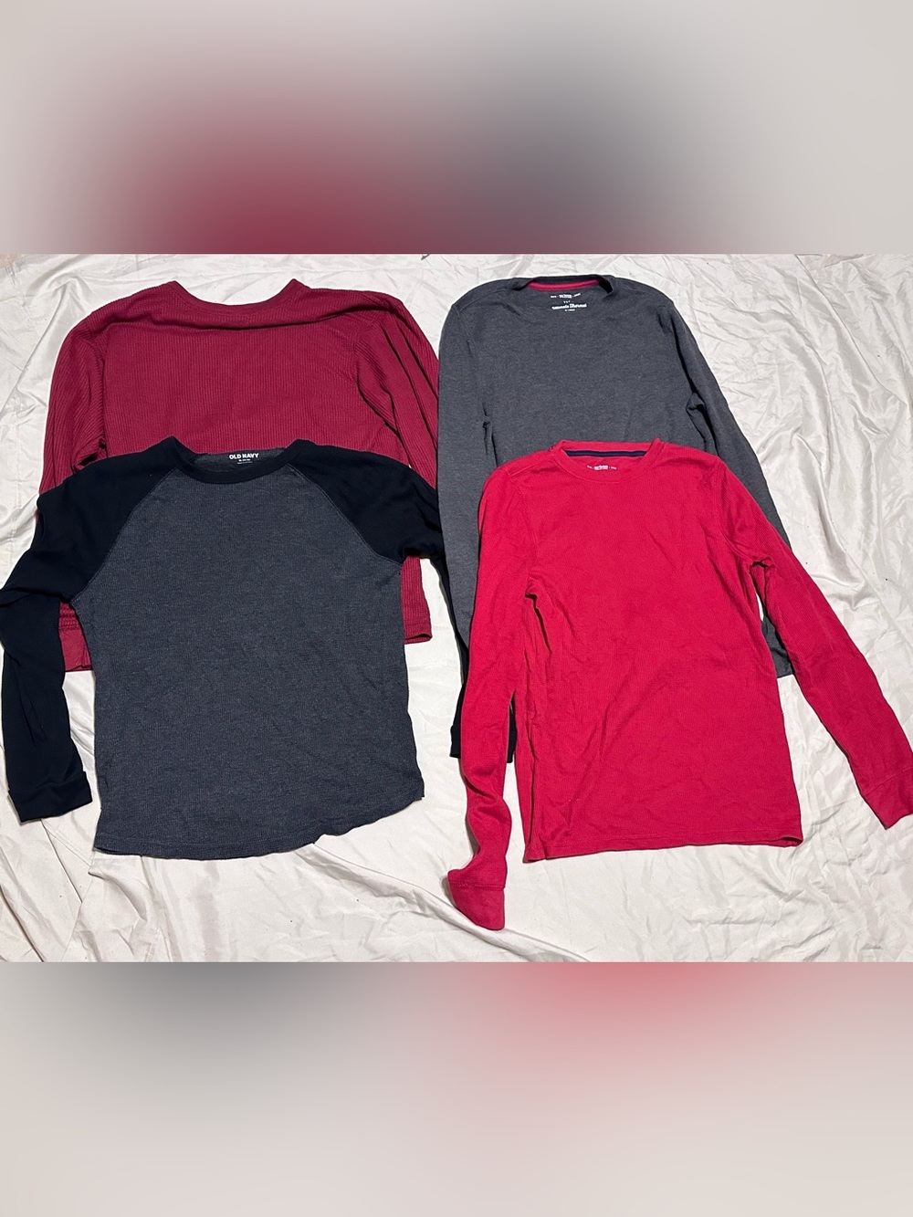 Old Navy Kids Long-Sleeve Tee Set in Charcoal, Red and Black
